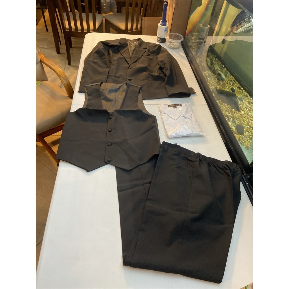 Black N Bianco 4-Piece Boys' Suit Size 20 Black | Pants, Vest, Shirt & Blazer Se